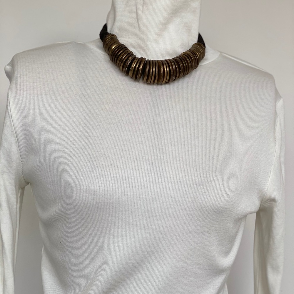 Vintage Round metal disk necklace.